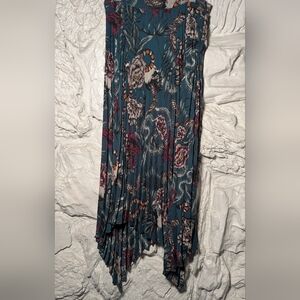 H&M Teal Floral Midi Skirt